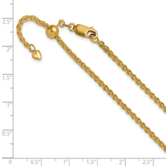 14K Adjustable 2.5mm Semi-solid Spiga Chain