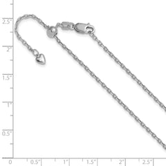 14K White Gold Adjustable 1.65mm Semi-Solid D/C Cable Chain