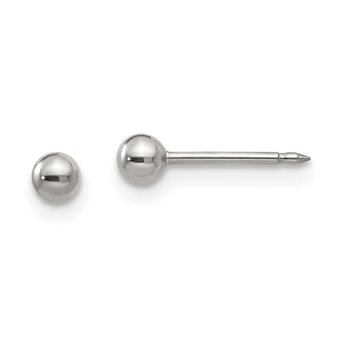 Inverness Stainless Steel Polished 3mm Ball Short Post Piercing Earrings