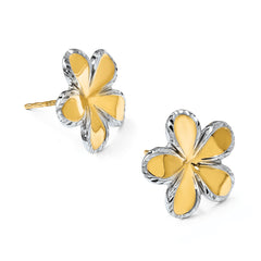 14K With Rhodium Flower Post Earrings
