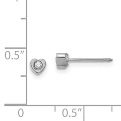 Inverness Stainless Steel Polished Crystal in Heart Earrings