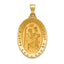 18k Polished and Satin Large Solid St. Christopher Medal Oval Pendant