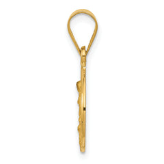 18k Polished and Satin Solid Guardian Angel Medal Pendant