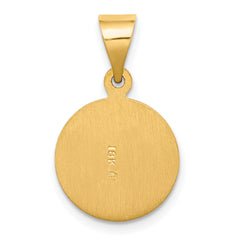 18K Polished and Satin Solid Saint Jude Thaddeus Medal Round Pendant