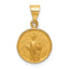 18K Polished and Satin Solid Saint Jude Thaddeus Medal Round Pendant