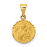18k Polished and Satin Solid Our Lady of Perpetual Help Medal Round Pendant