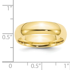 10k Yellow Gold 6mm Standard Weight Comfort Fit Wedding Band Size 14