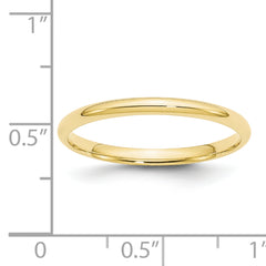10k Yellow Gold 2mm Lightweight Comfort Fit Wedding Band Size 14