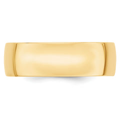 10k Yellow Gold 7mm Lightweight Comfort Fit Wedding Band Size 14