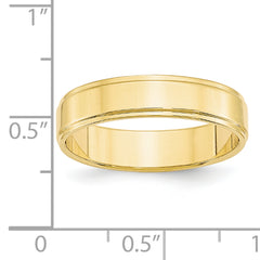 10k Yellow Gold 5mm Flat with Step Edge Wedding Band Size 14
