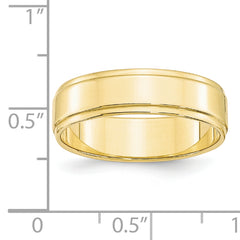 10k Yellow Gold 6mm Flat with Step Edge Wedding Band Size 14