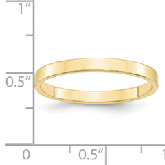 10k Yellow Gold 2.5mm Lightweight Flat Wedding Band Size 14
