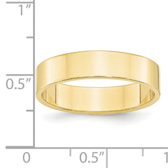 10k Yellow Gold 5mm Lightweight Flat Wedding Band Size 14