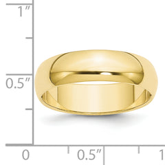 10k Yellow Gold 6mm Half Round Wedding Band Size 14