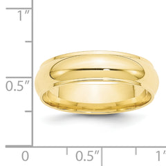 10k Yellow Gold 6mm Half Round with Edge Wedding Band Size 9.5