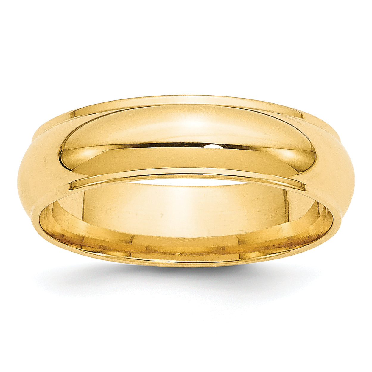 10k Yellow Gold 6mm Half Round with Edge Wedding Band Size 9.5