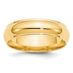 10k Yellow Gold 6mm Half Round with Edge Wedding Band Size 9.5