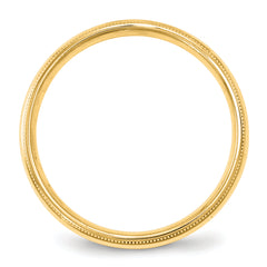 10k Yellow Gold 4mm Milgrain Half Round Comfort Fit Wedding Band Size 14