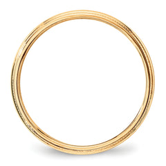 10k Yellow Gold 3mm Lightweight Milgrain Half Round Wedding Band Size 14