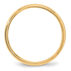10k Yellow Gold 4mm Lightweight Milgrain Half Round Wedding Band Size 14