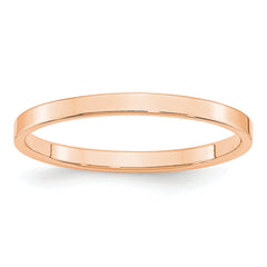 10k Rose Gold 2mm Lightweight Flat Wedding Band Size 9.5