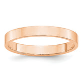 10k Rose Gold 3mm Lightweight Flat Wedding Band Size 9.5