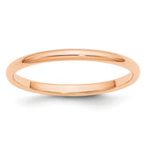 10k Rose Gold 2mm Half Round Wedding Band Size 9.5