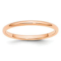 10k Rose Gold 2mm Half Round Wedding Band Size 9.5