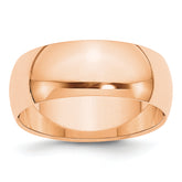 10k Rose Gold 8mm Half Round Wedding Band Size 9.5
