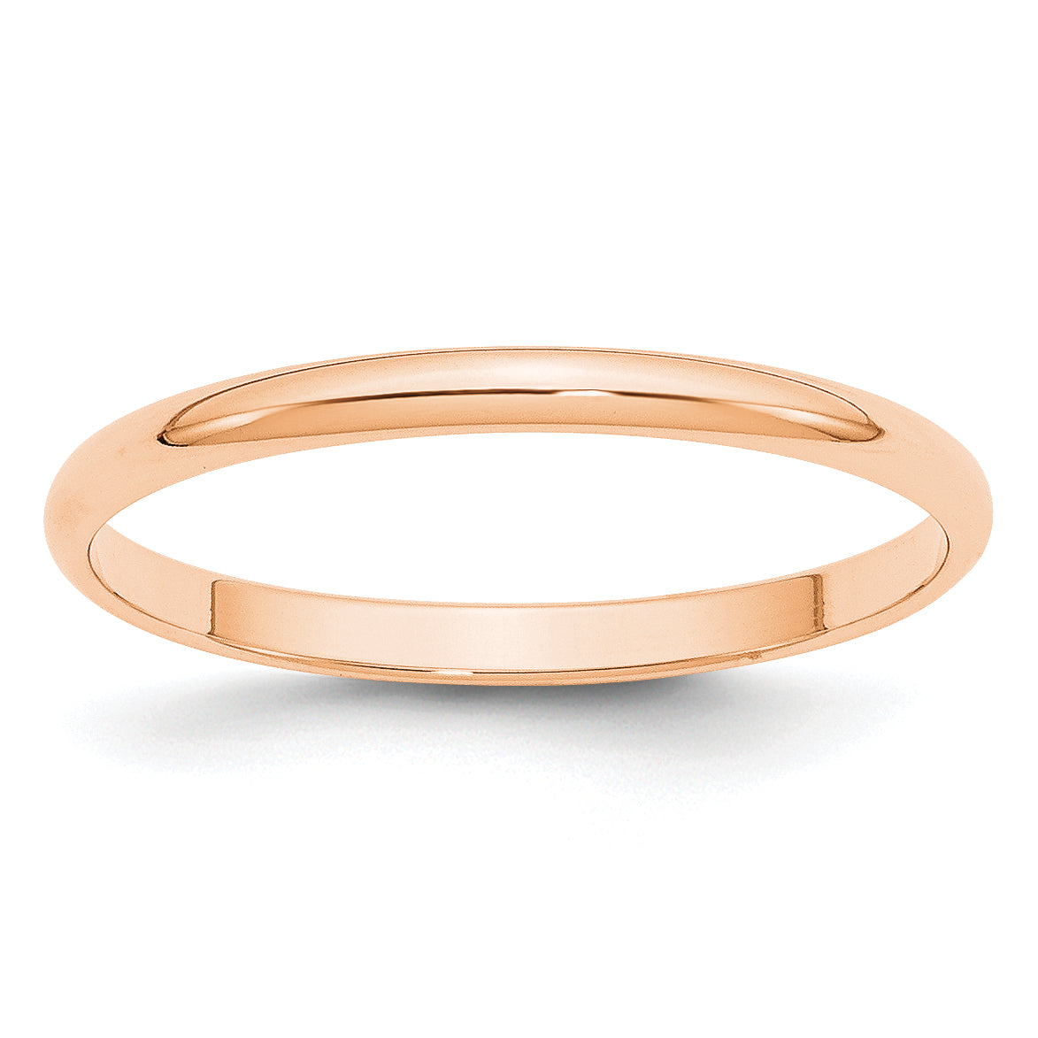 10k Rose Gold 2mm Lightweight Half Round Wedding Band Size 9.5
