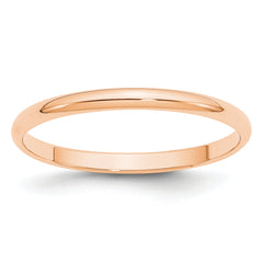 10k Rose Gold 2mm Lightweight Half Round Wedding Band Size 9.5