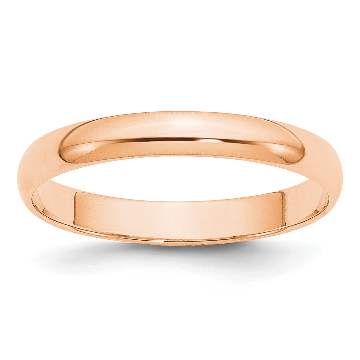 10k Rose Gold 3mm Lightweight Half Round Wedding Band Size 9.5