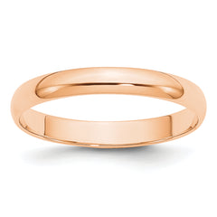 10k Rose Gold 3mm Lightweight Half Round Wedding Band Size 9.5