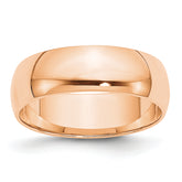 10k Rose Gold 6mm Lightweight Half Round Wedding Band Size 9.5