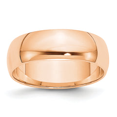 10k Rose Gold 6mm Lightweight Half Round Wedding Band Size 9.5