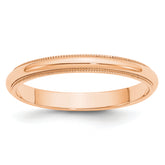 10k Rose Gold 3mm Milgrain Half Round Wedding Band Size 9.5