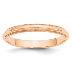 10k Rose Gold 3mm Milgrain Half Round Wedding Band Size 9.5