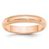 10k Rose Gold 4mm Milgrain Half Round Wedding Band Size 9.5