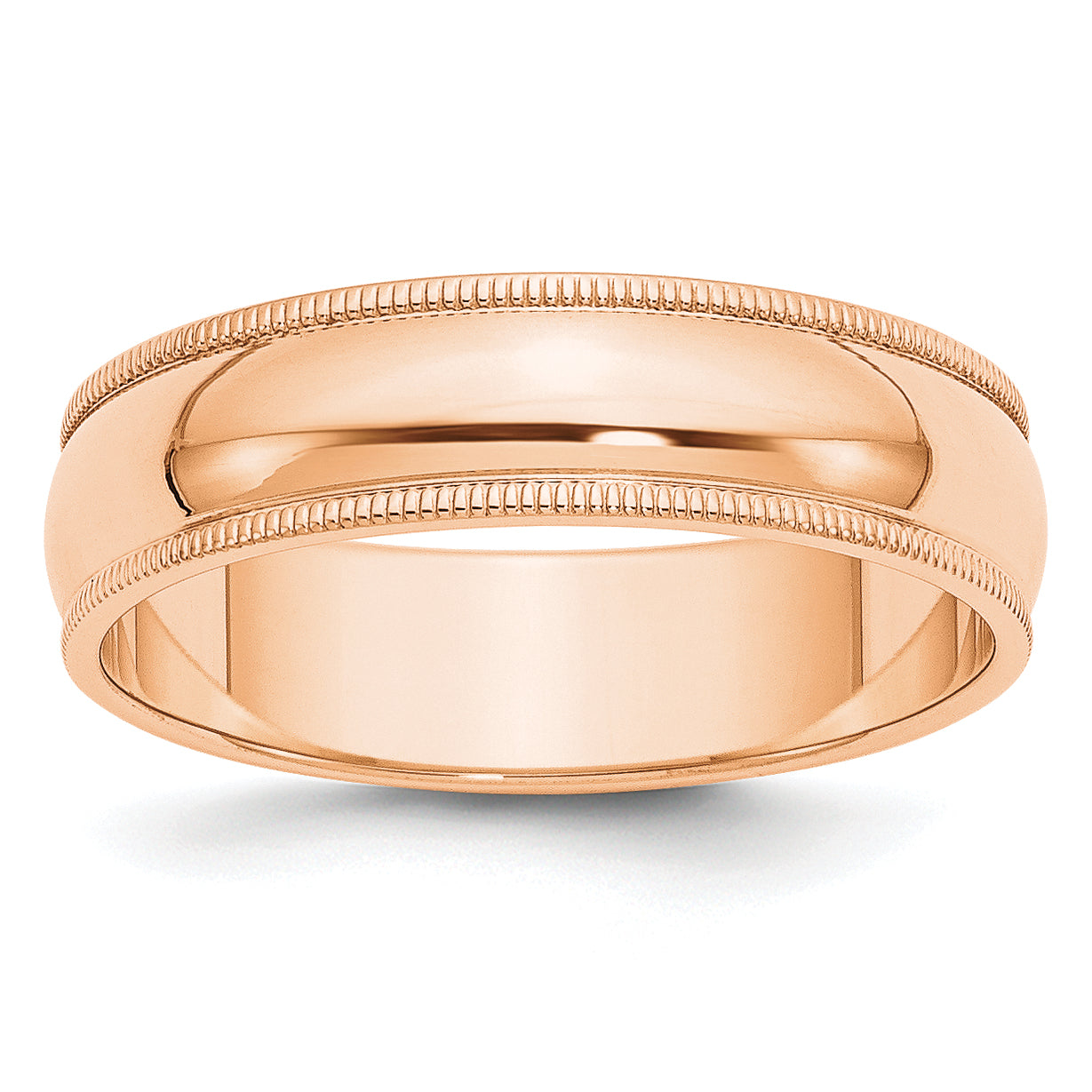 10k Rose Gold 6mm Milgrain Half Round Wedding Band Size 9.5