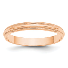 10k Rose Gold 3mm Lightweight Milgrain Half Round Wedding Band Size 9.5