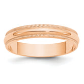 10k Rose Gold 4mm Lightweight Milgrain Half Round Wedding Band Size 9.5
