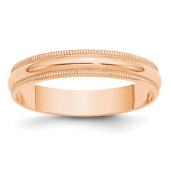 10k Rose Gold 4mm Lightweight Milgrain Half Round Wedding Band Size 9.5