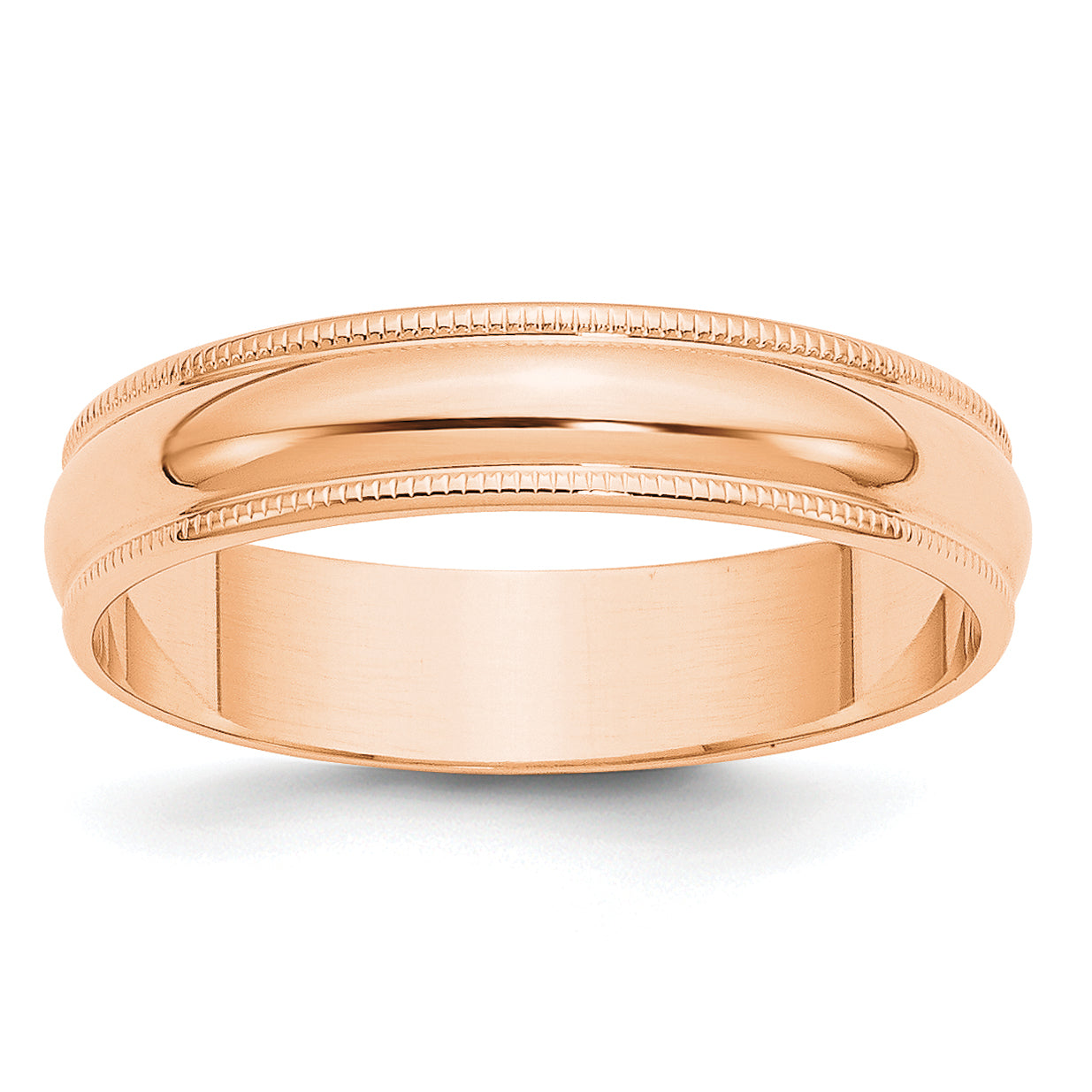 10k Rose Gold 5mm Lightweight Milgrain Half Round Wedding Band Size 9.5