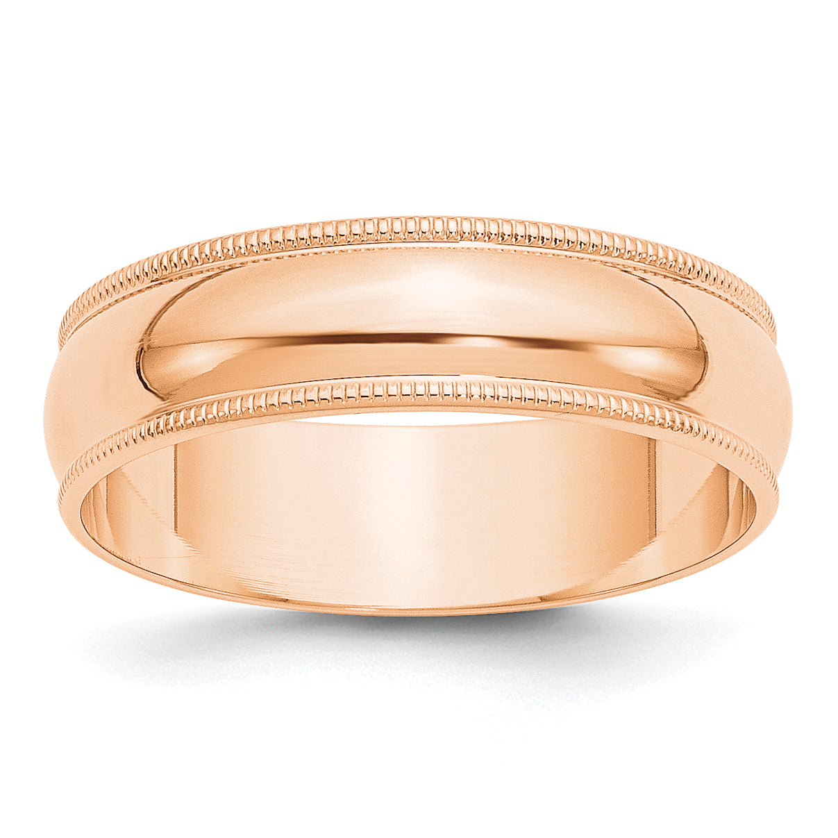10k Rose Gold 6mm Lightweight Milgrain Half Round Wedding Band Size 9.5