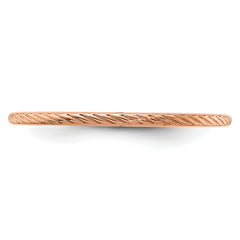 10K Rose Gold 1.2mm Twisted Wire Pattern Stackable Band Size 10