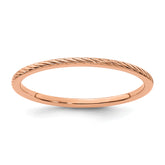 10K Rose Gold 1.2mm Twisted Wire Pattern Stackable Band Size 10