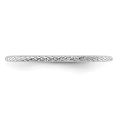 10K White Gold 1.2mm Twisted Wire Pattern Stackable Band Size 10