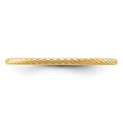 10K Yellow Gold 1.2mm Twisted Wire Pattern Stackable Band Size 10