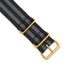 DeBeer 18mm One-Piece Black and Grey Striped Military Ballistic G10 Nylon with Gold-tone Buckle 10.7 - Sophia Jewelers