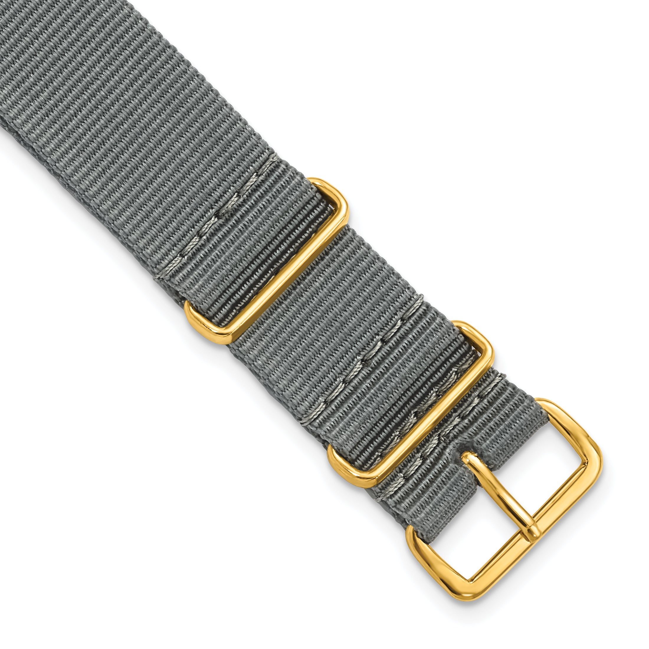 18mm One-Piece Grey Military Ballistic G10 Nylon with Gold-tone Buckle 10.75 inch Watch Band
